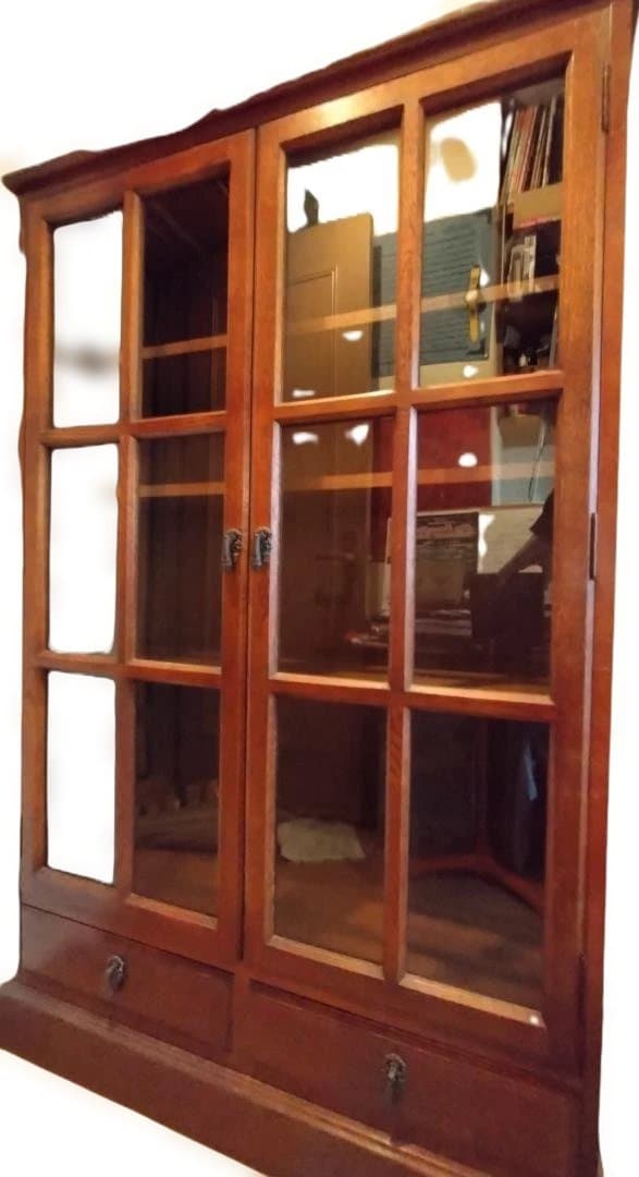 カントリーハウス 木製ガラス扉キャビネット 4段棚付き 三越ブルージュ