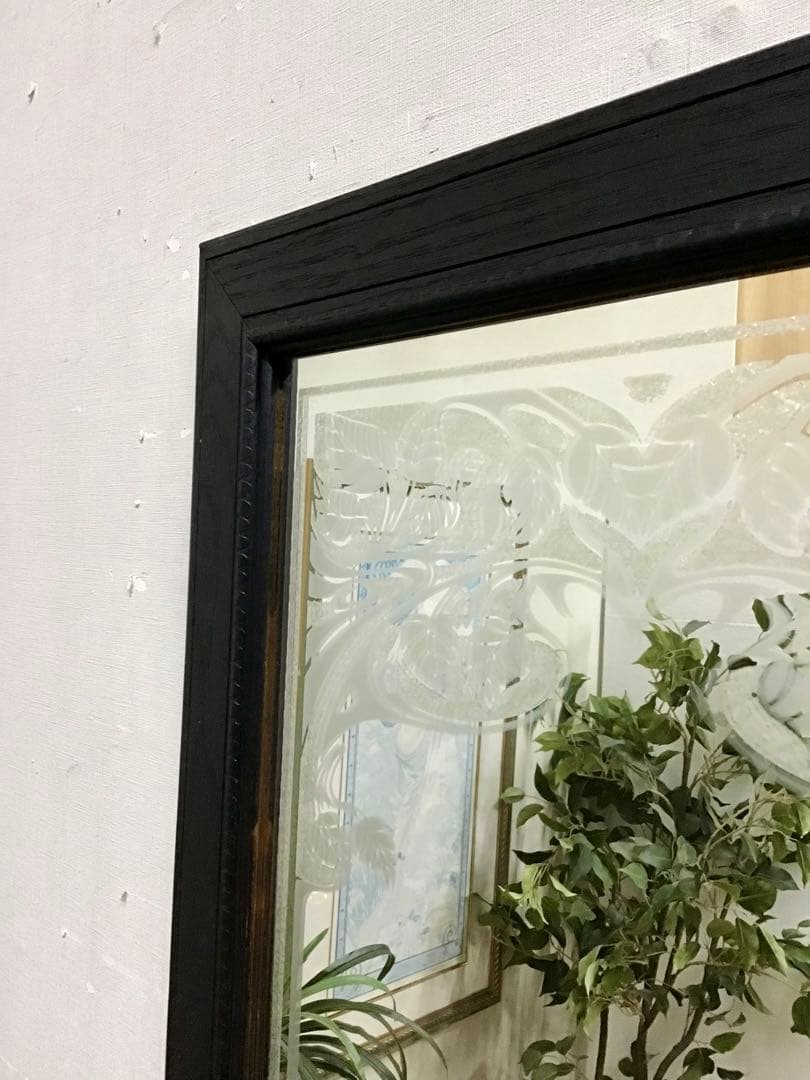 管233☆サンドプラスト加工のウォームミラー☆壁掛けミラー