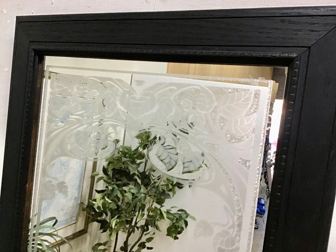 管233☆サンドプラスト加工のウォームミラー☆壁掛けミラー