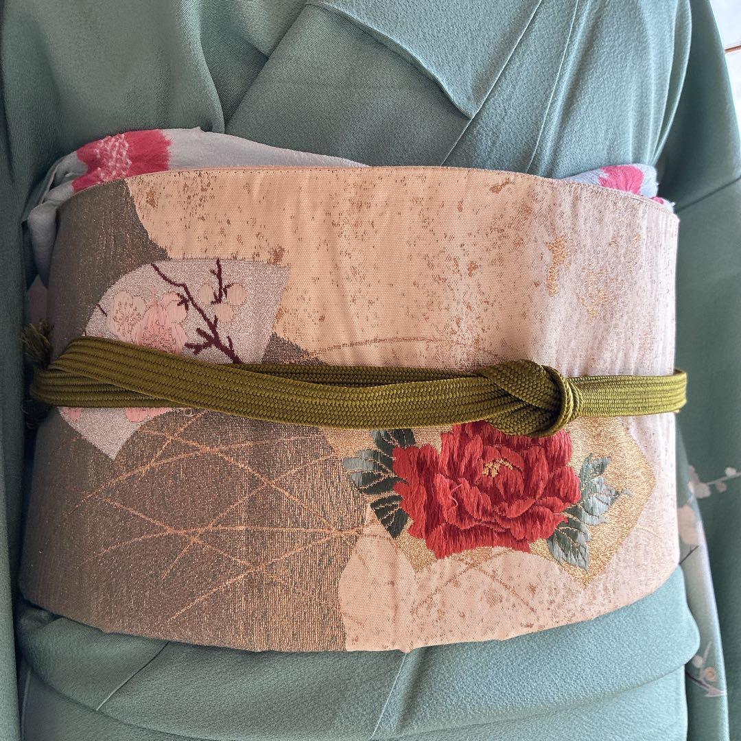 〈長襦袢➕〉訪問着　フルセット　着物　友禅　正絹　ピーコックブルー　凛　J1