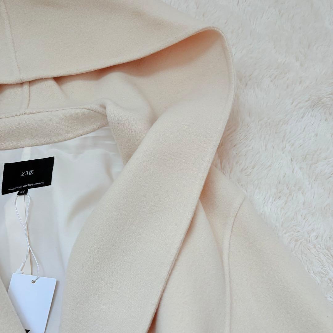 新品タグ付き✨23区　ウールリバー フーデッドコート フード付き　ウールコート