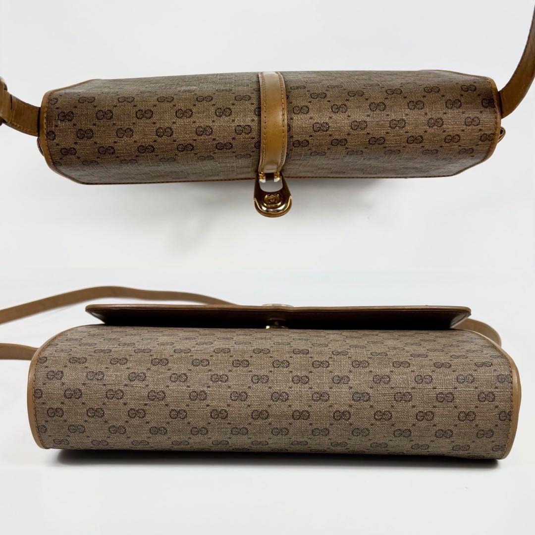 廃盤✨オールドGUCCI マイクロＧＧ　ゴールド ショルダー PVC ブラウン