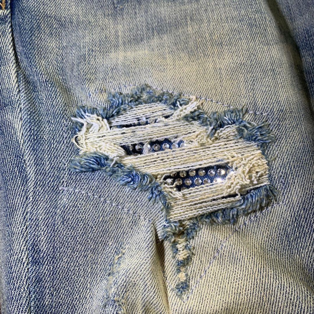 mnml ミニマル【新品未使用品】ラインストーンストレッチスキニーデニム 30