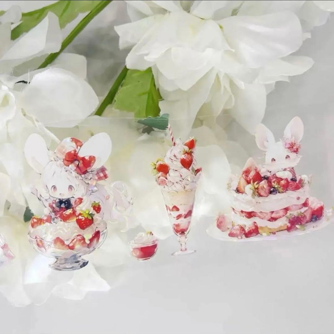 ♡SALE♡ 贝壳光 6cm×10m 慕斯兔兔 海外マステ イチゴ ウサギ