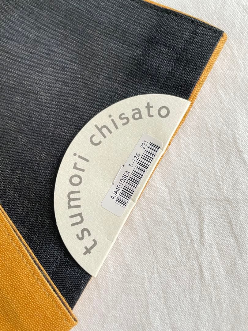 【ツモリチサト】半幅帯 黒とカラシと猫刺繍