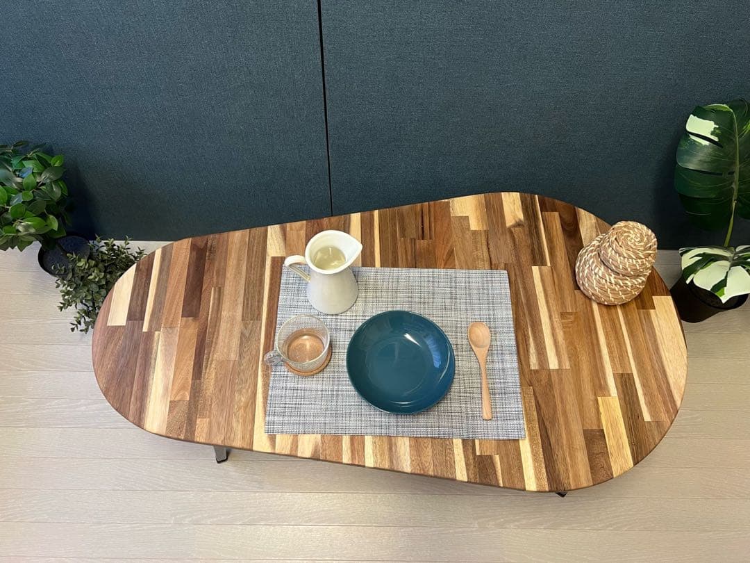 【送料無料】 ローテーブル だるま形 120cm 60cm アカシア 折り畳み脚