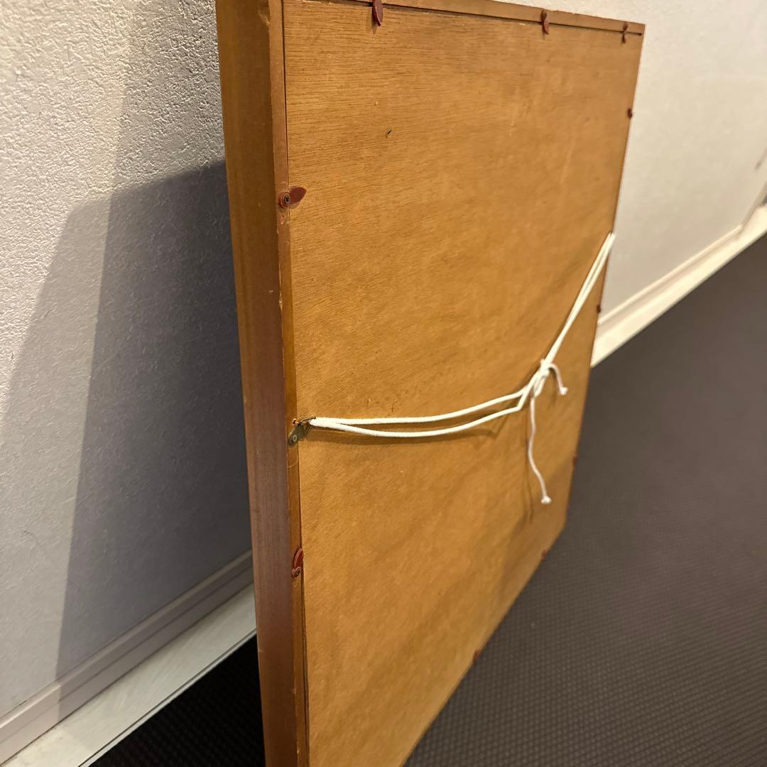 貴重　イタリア製　ビンテージ　孔雀アート作品 木製フレーム　ミッドセンチュリー