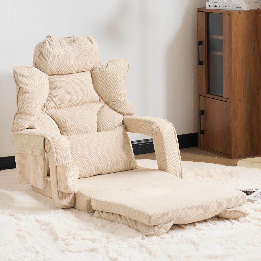 【新品】42段調整2WAY折りたたみソファベッド 収納付き