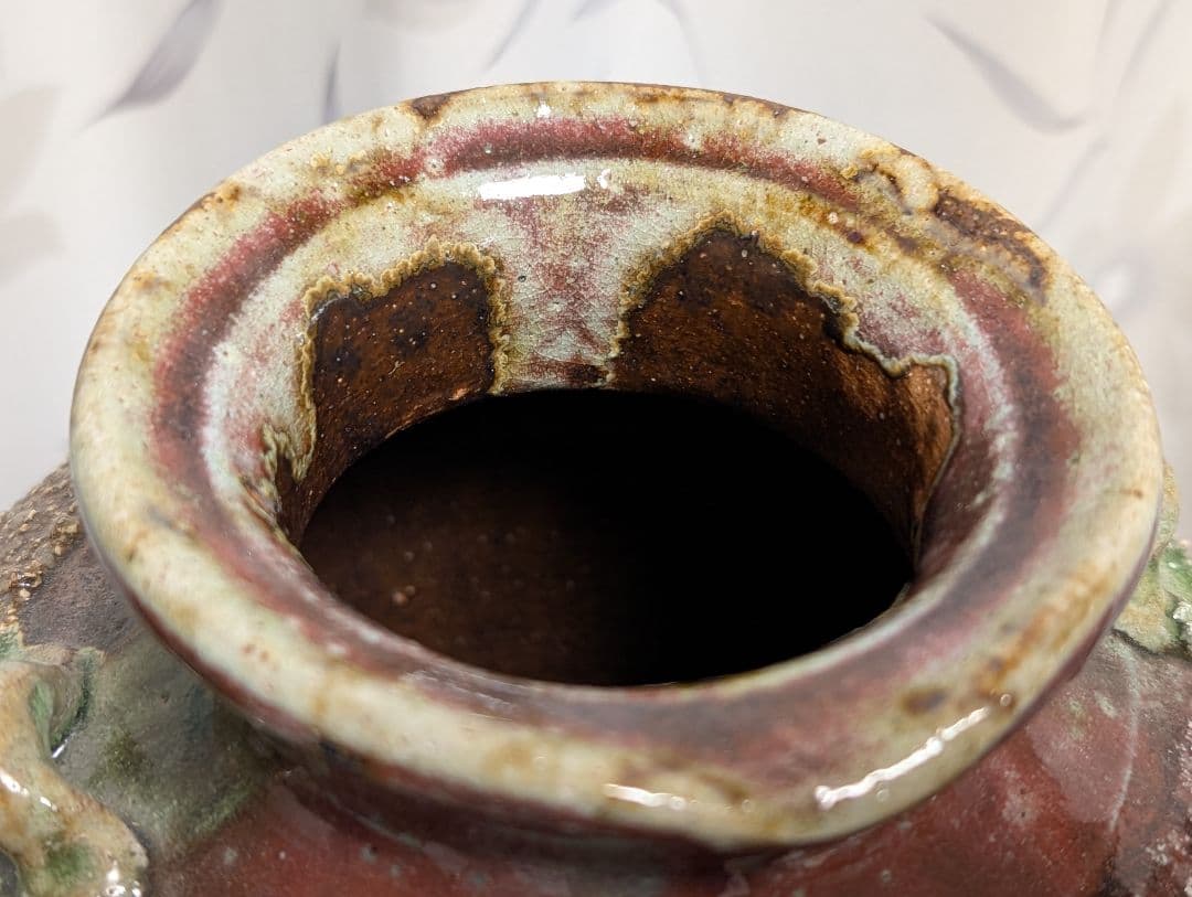 花瓶　インテリア　火色 　　石はぜ　焦げ　自然釉　信楽