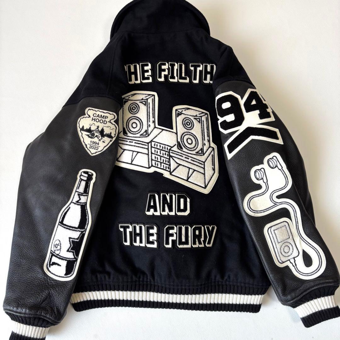 【美品/22AW】ネイバーフッド スタジャン JK.WO メルトンウール レザー