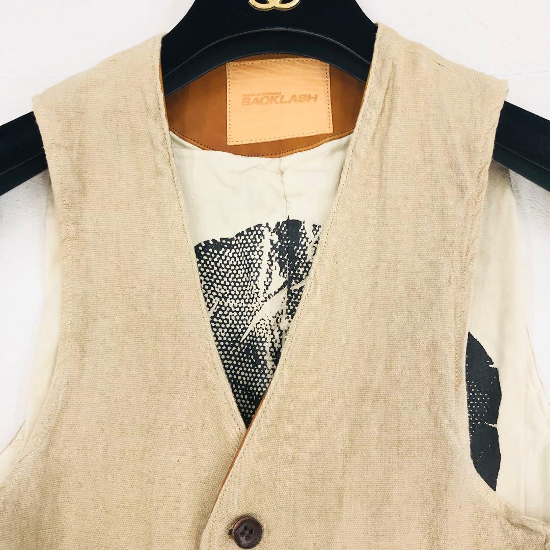 1439 BACKLASH バックラッシュ ベスト　スカル　髑髏　牛革　麻　M