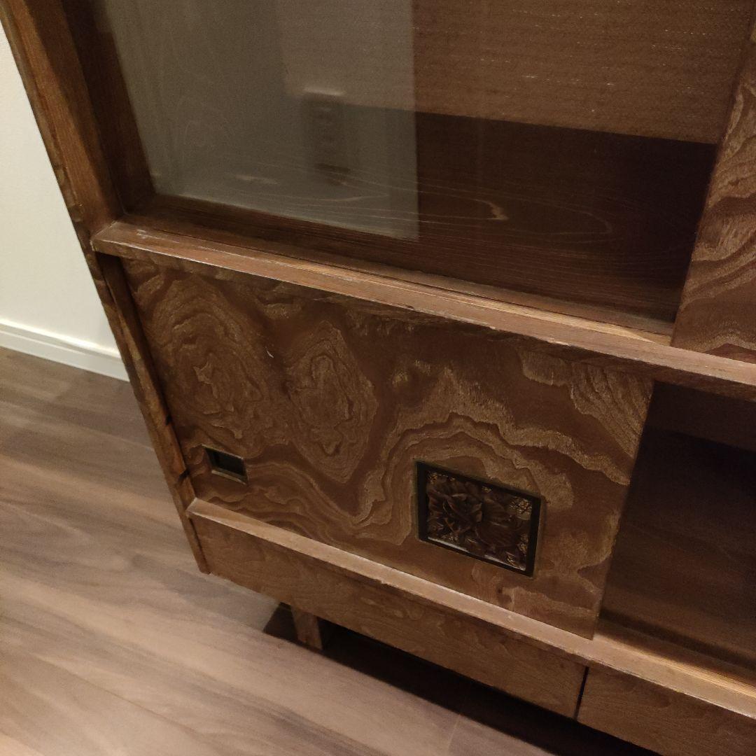 木製ガラス扉収納キャビネット