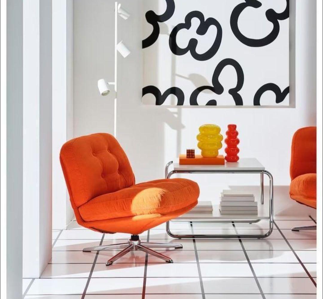 新色☆オレンジ IKEA ディヴリンゲ 回転チェア 1人掛けソファ