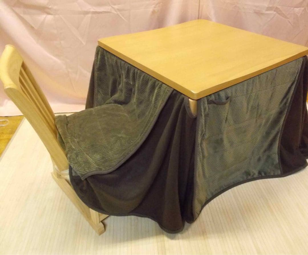 ダイニングこたつ布団80用　正方形　 220×220cm　ヘリンボーン　カーキ