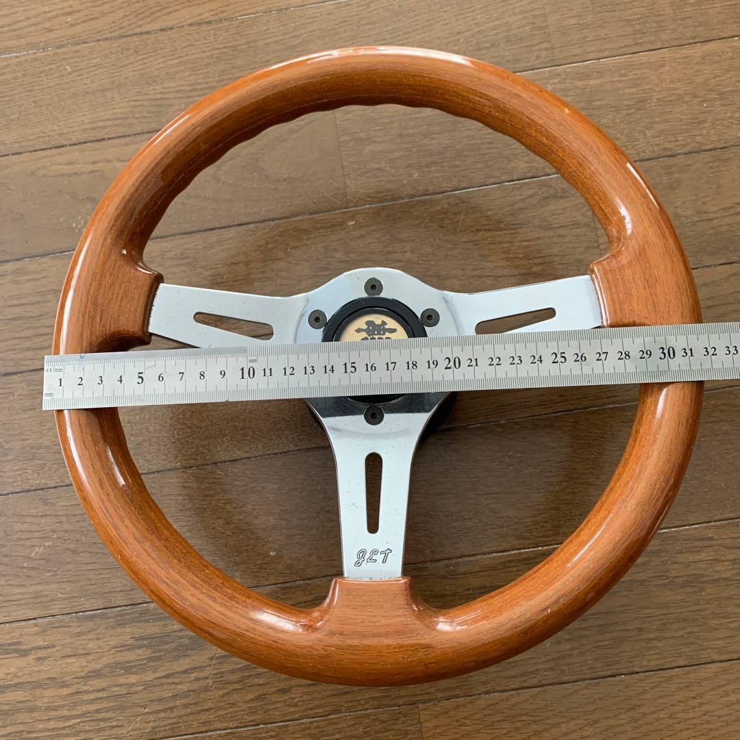当時物　ウッド製　32Φ 3スポークステアリングホイール