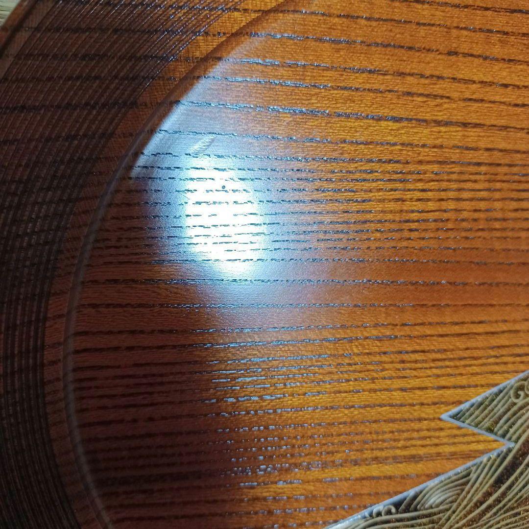 未使用　波蒔絵　拭き漆　干菓子盆　桐箱有　梨地　千筋　丸盆　茶道具　漆器　⑧