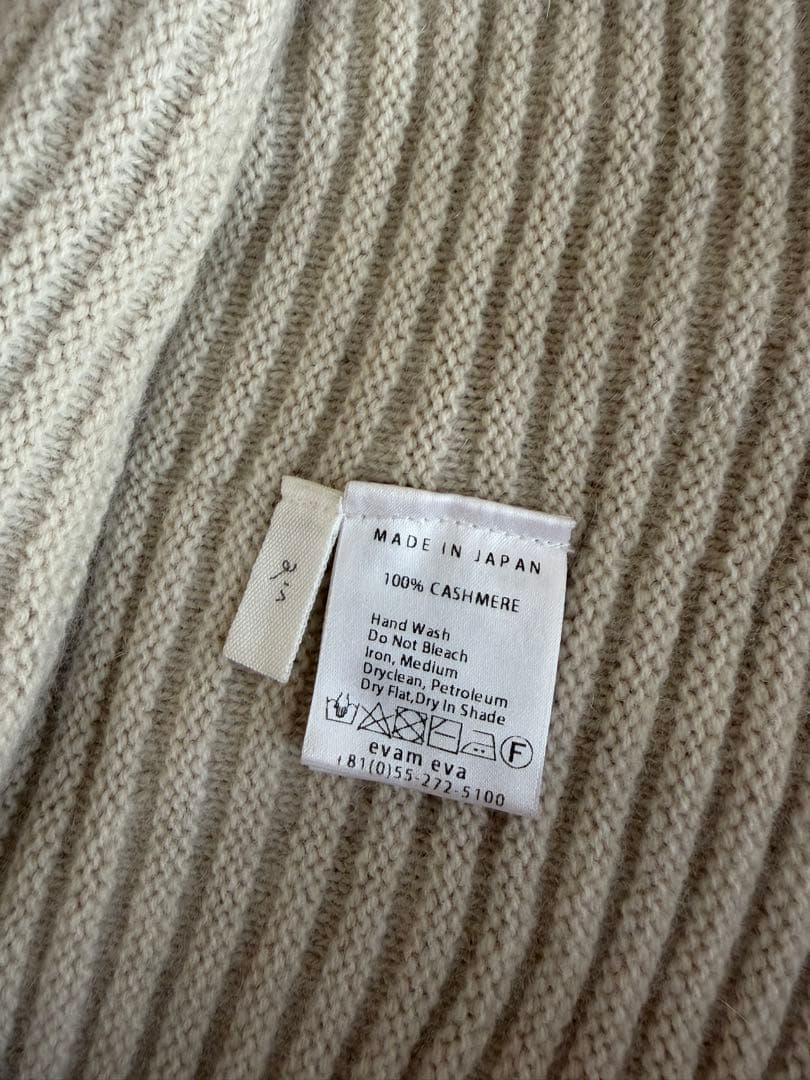 evam eva vie カシミヤ100%リブ編み ベージュ スヌード