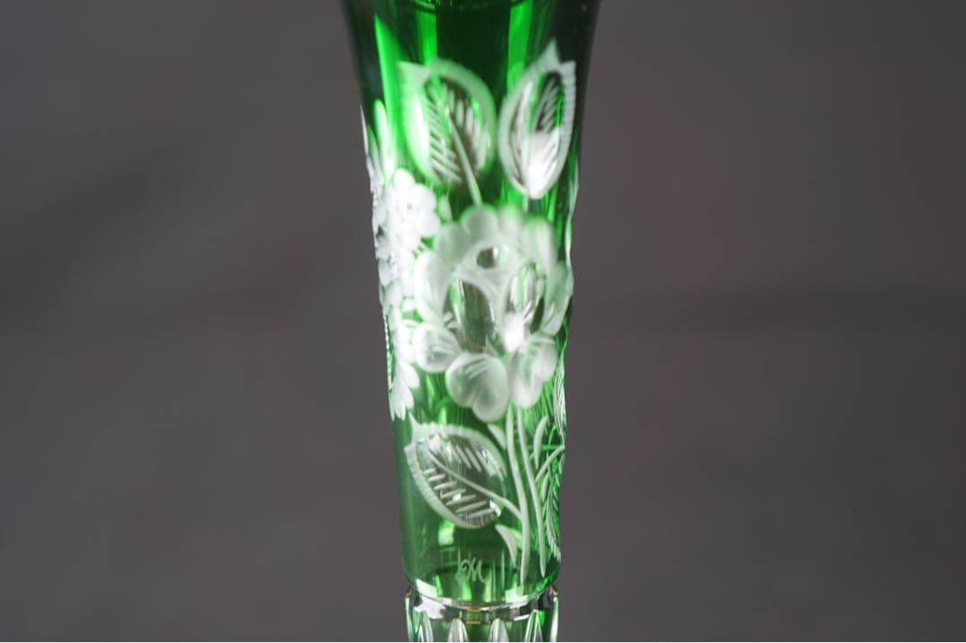 Meissen crystal マイセン 一輪挿し 花瓶 グリーン 美品