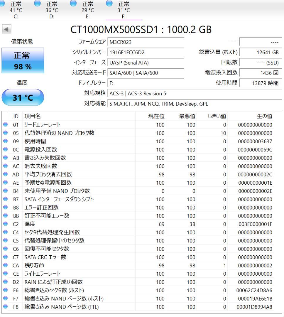 内蔵型SSD Crucial MX500 1TB