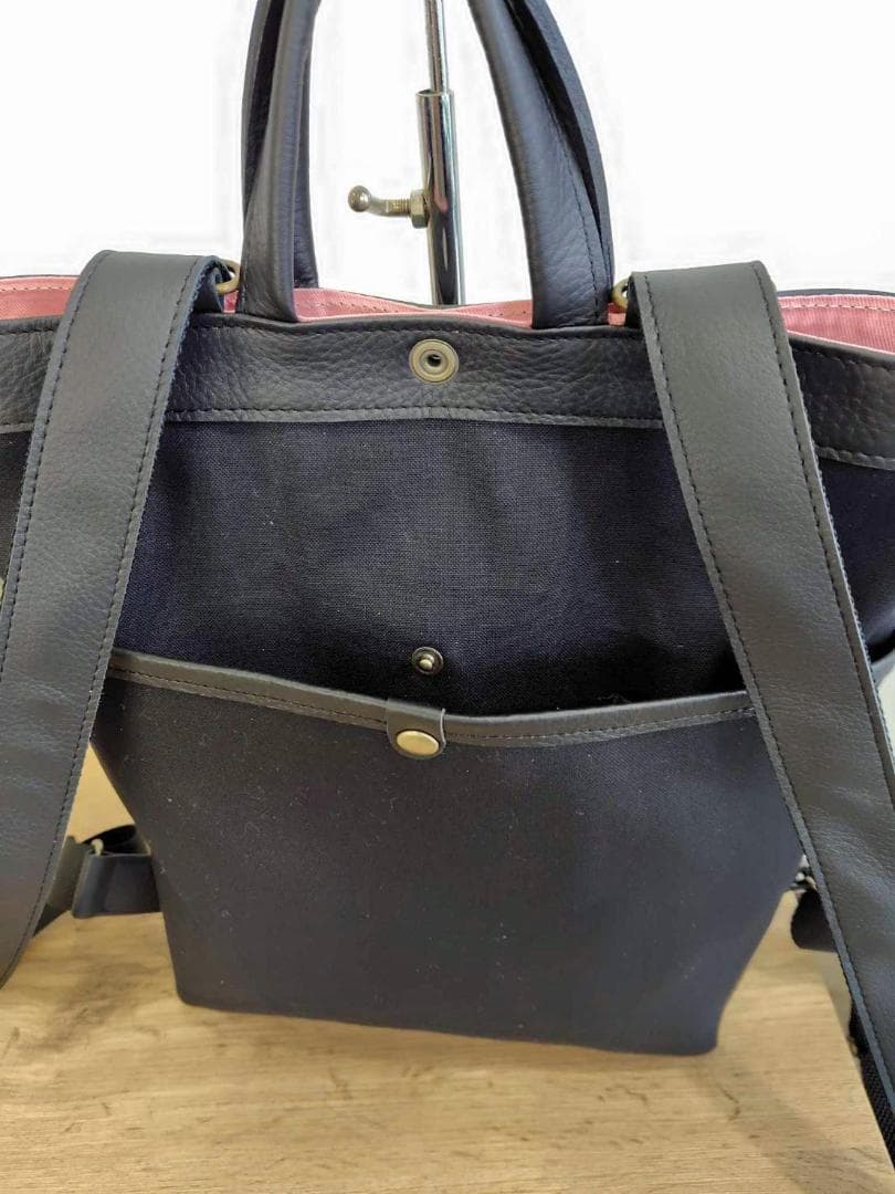 【専用】/2025tambourineタンバリンネイビー×白/牛革A4トー