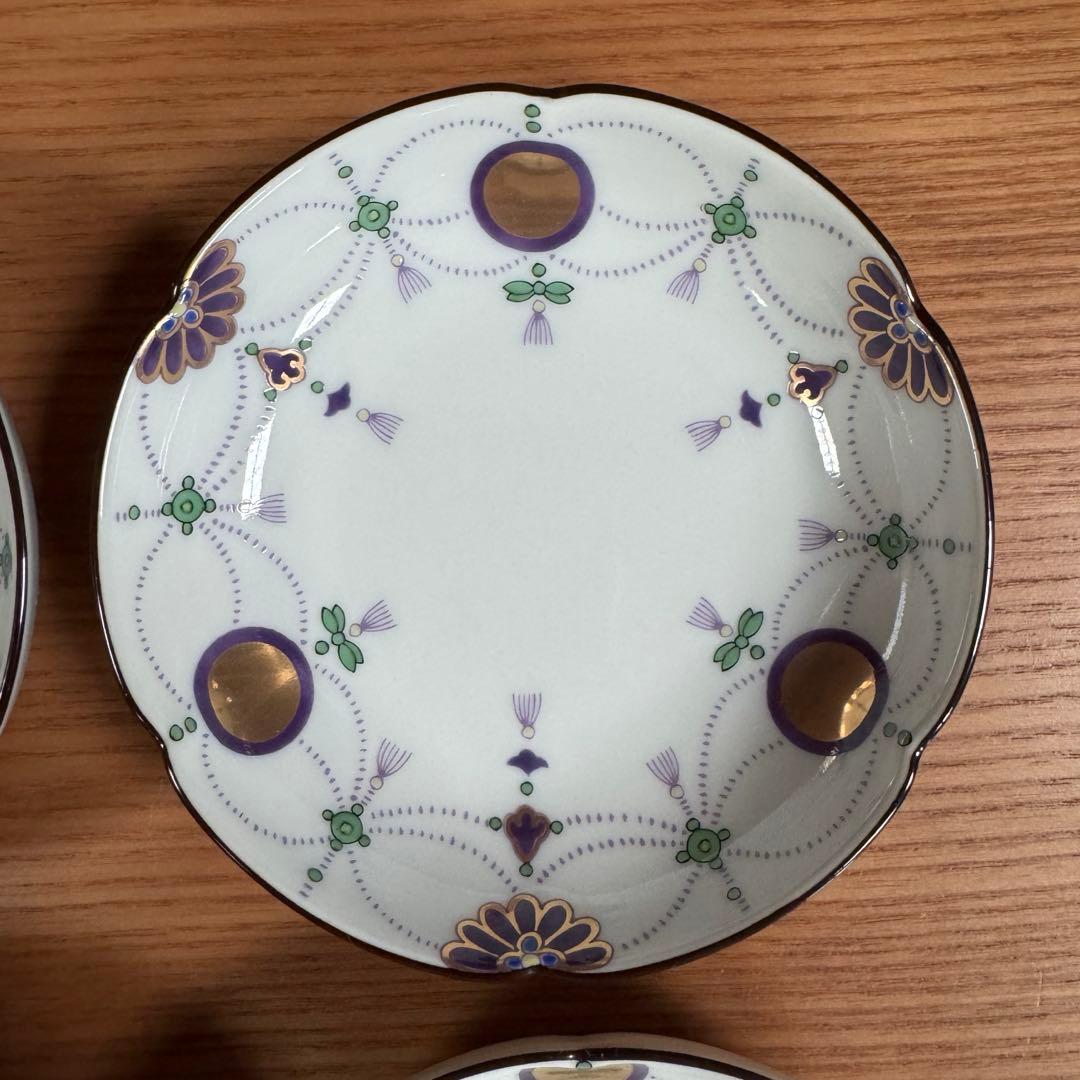 有田焼：賞美堂：其泉窯：錦瓔珞文 小皿（パープル）6枚セット☆