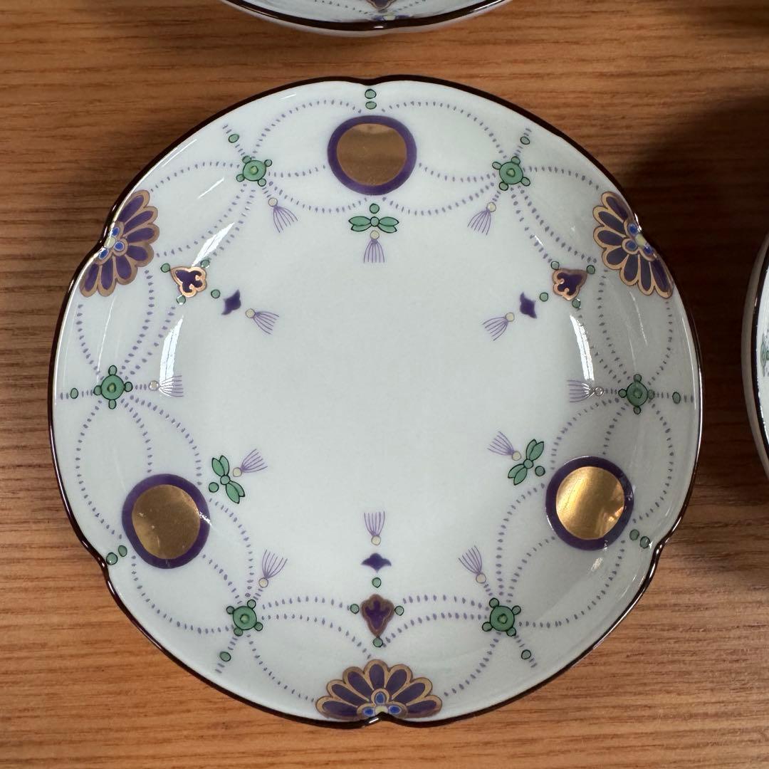 有田焼：賞美堂：其泉窯：錦瓔珞文 小皿（パープル）6枚セット☆