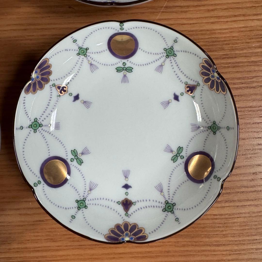 有田焼：賞美堂：其泉窯：錦瓔珞文 小皿（パープル）6枚セット☆