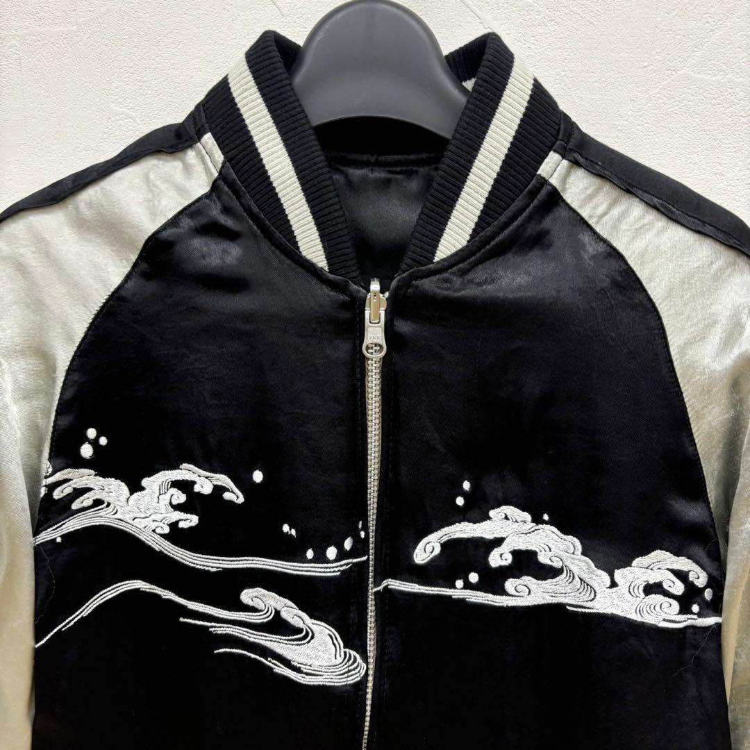 m*o様 美品 花旅楽団 鯨 クジラ 刺繍 レーヨン リバーシブル スカジャン