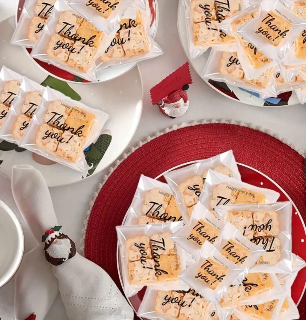 No.47　OPP袋テープ付　透明×thank you!柄　100枚