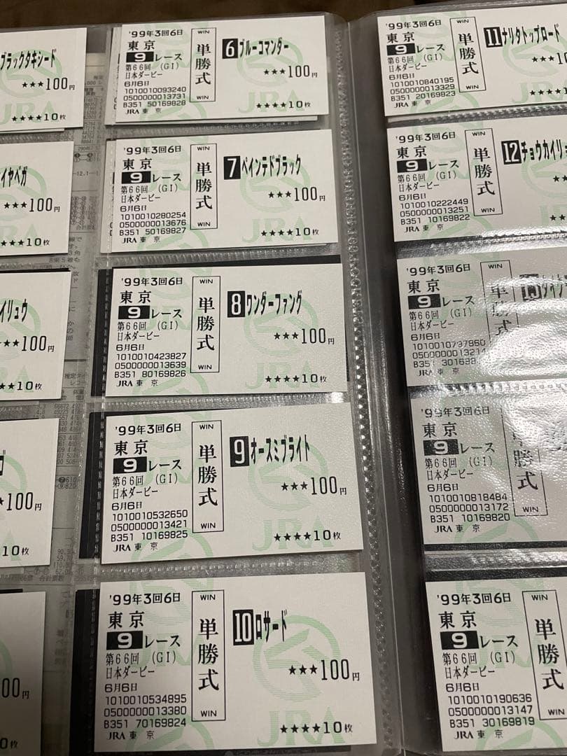 ゔ*す様 1999年　日本ダービー　現地馬券18頭