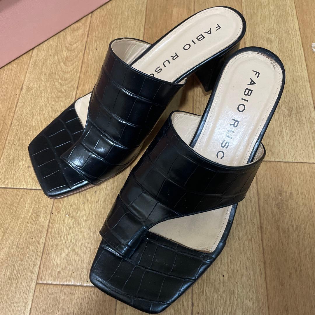 FABIO RUSCONI クロコダイル風サンダル 37