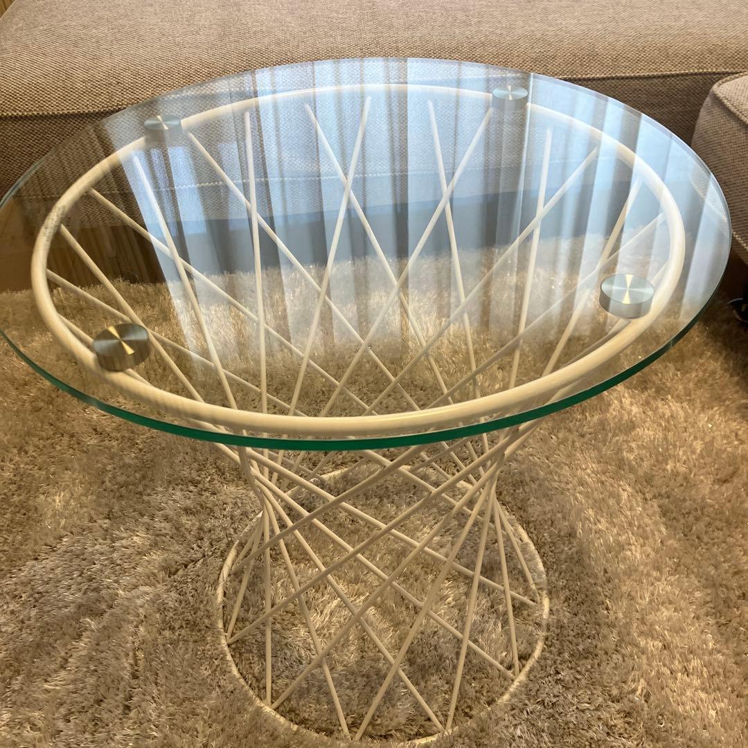 Franc Franc マーリアサイドテーブル (クリア×ホワイト)