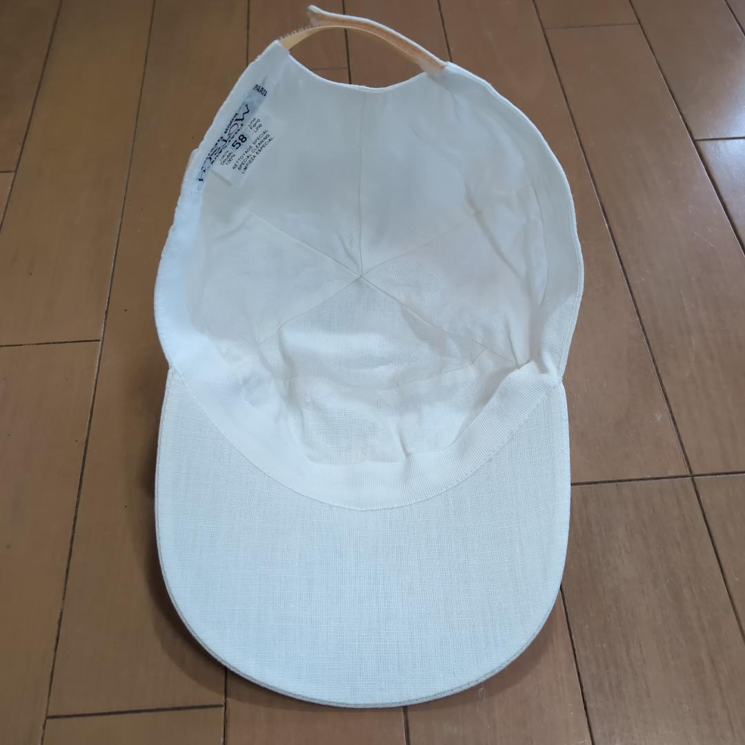 雰囲気抜群 HERMES リネンキャップ 白 58 フランス製 d63
