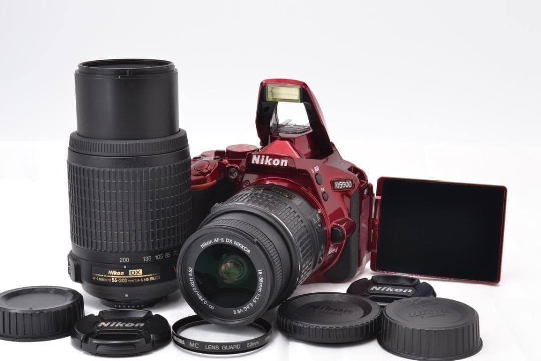 ニコン　Nikon D5500 希少RED ダブルズーム カメラバッグ付