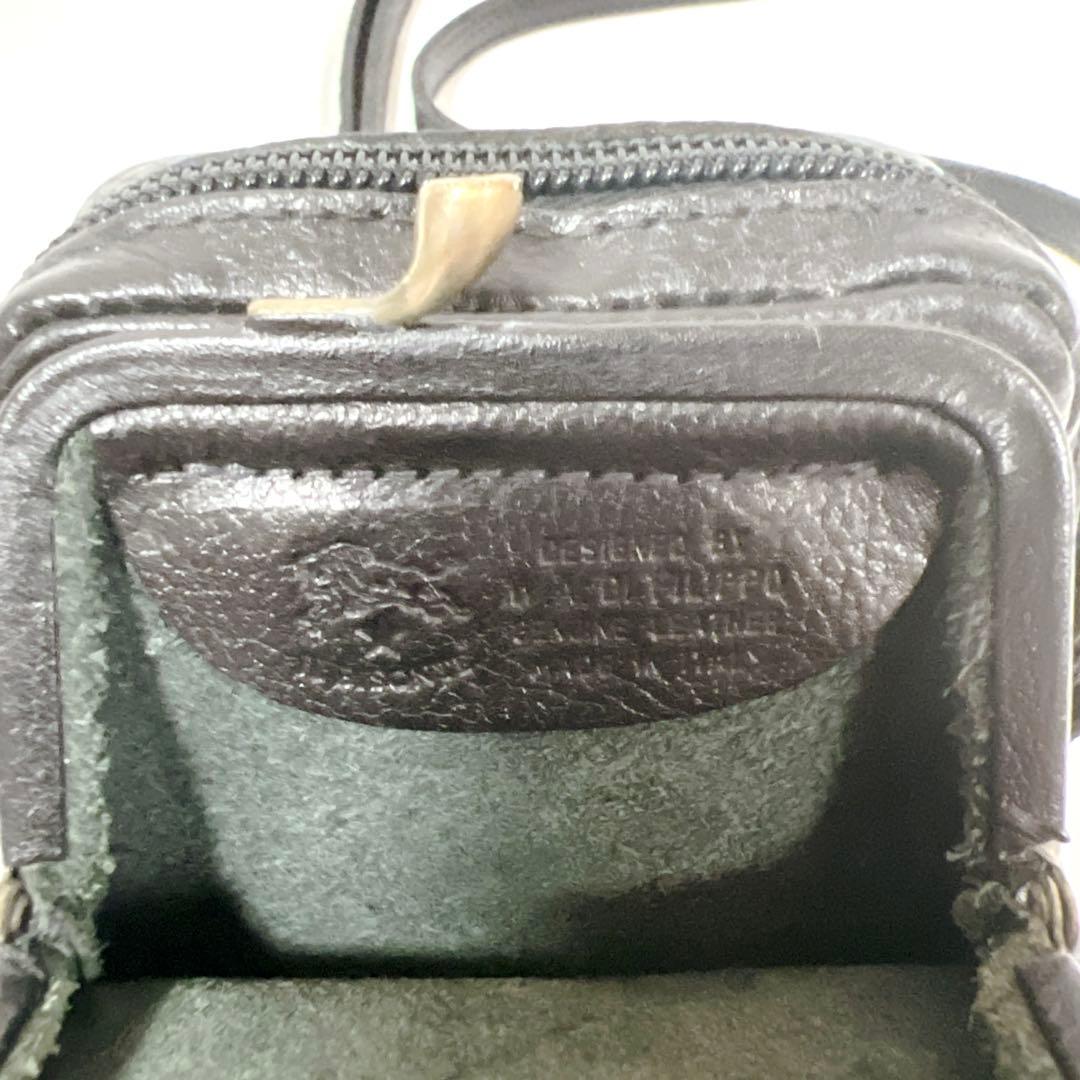 【希少】イルビゾンテ　ミニショルダー ボディバッグ　がま口　斜め掛け　レザー　黒