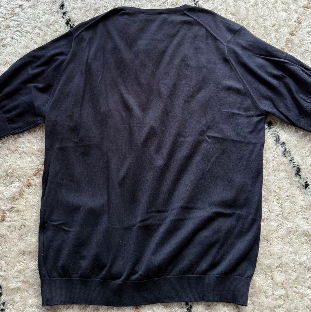 【JOHN SMEDLEY】ネイビー /コットンニット/半袖/M