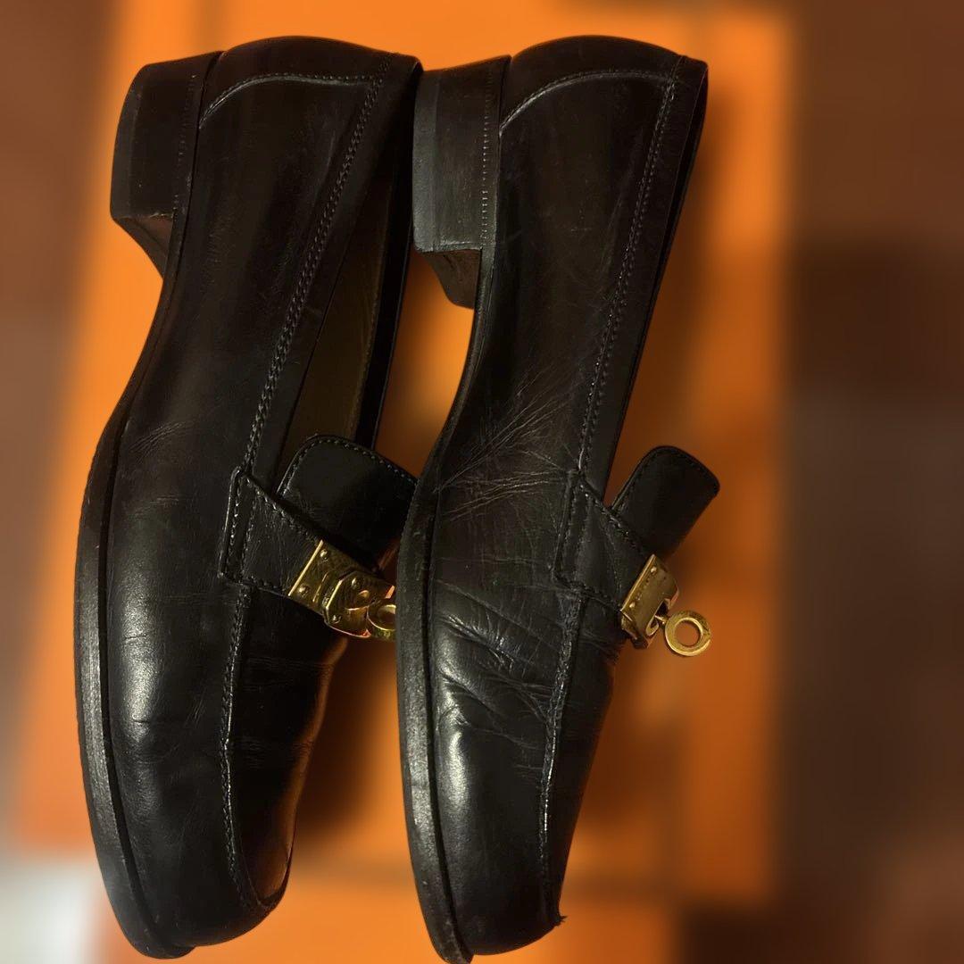 エルメス　ローファーヒール　37 ブラック