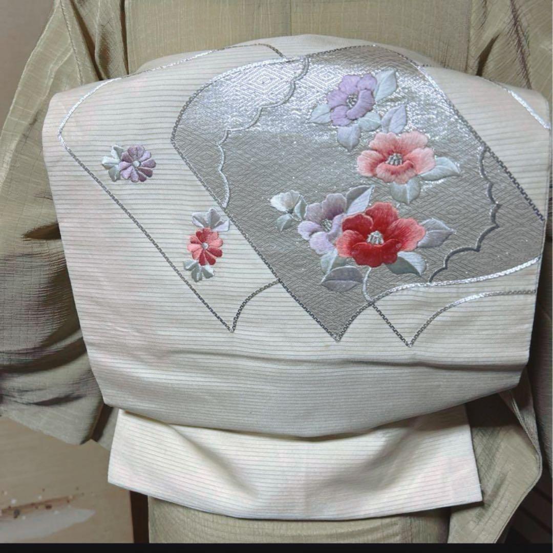 ま*り様 正絹　単衣　薄物　縮緬　縮み　絽　美品　色無地　裄丈長め　フルセット