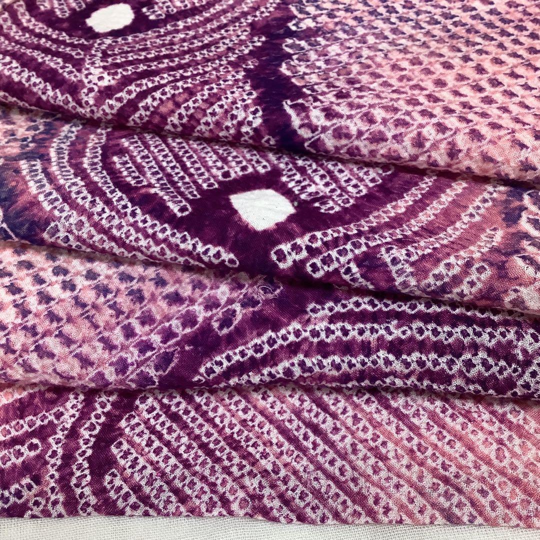 【彦兵衛mini】人気！伝統工芸品・有松絞り浴衣〜ピンク・すみれ色に孔雀の羽〜