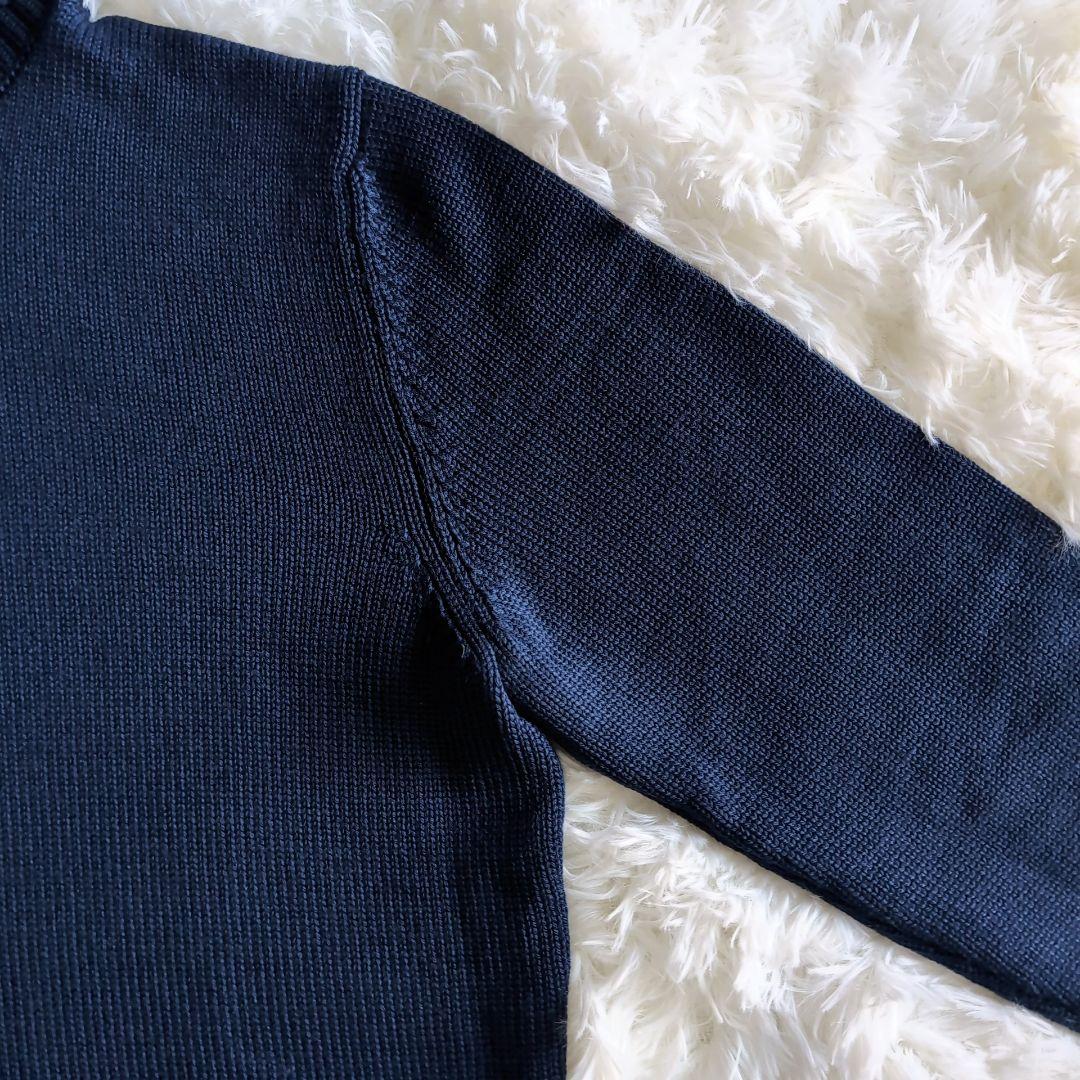 美品 ザノーネ 肉厚ウール タートルネック ニットセーター 48 ネイビー