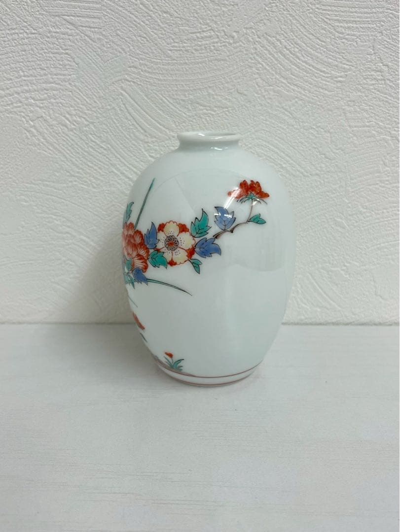 共箱付き 有田焼 色絵花文 壺 作家物 未使用 美品 花瓶 飾壺