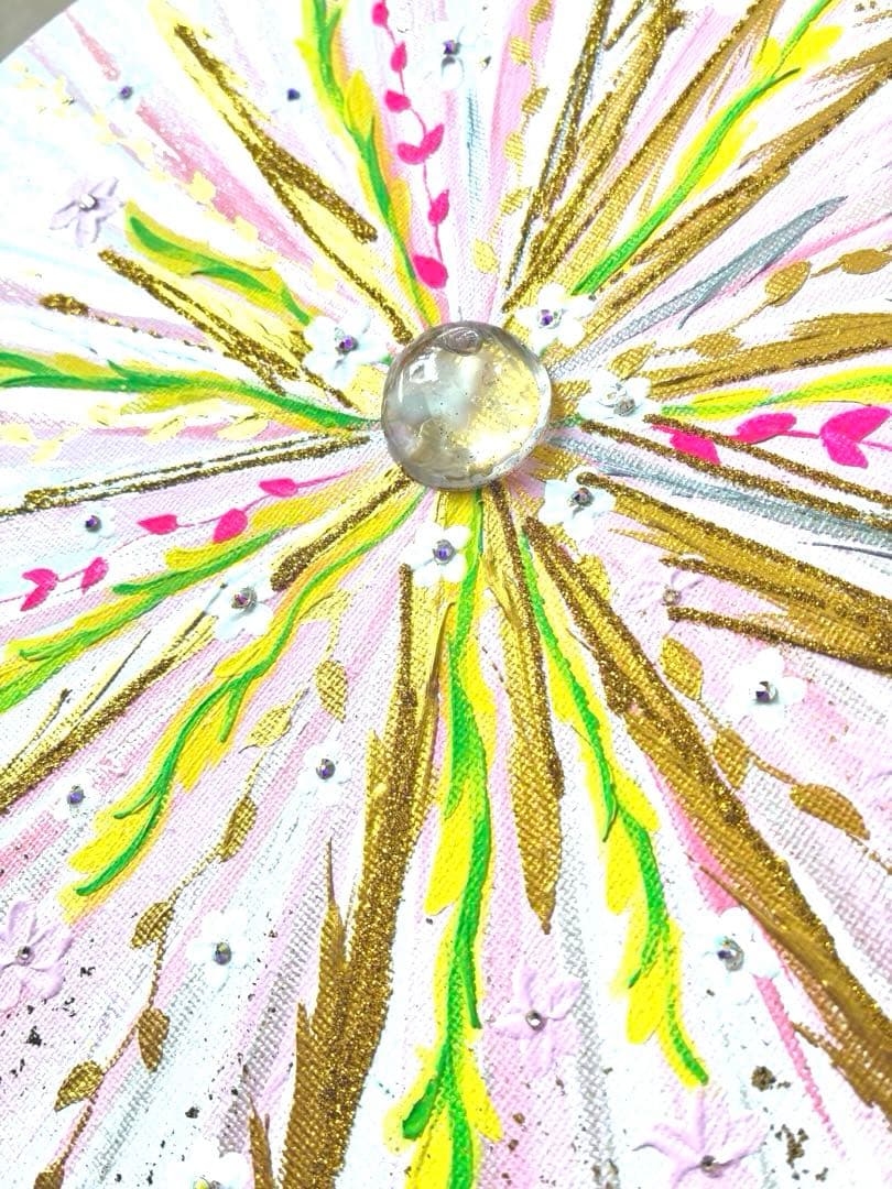 開運絵画　鬼門用　護符　ヒマラヤ水晶　天然石　金箔　龍神様エネルギー