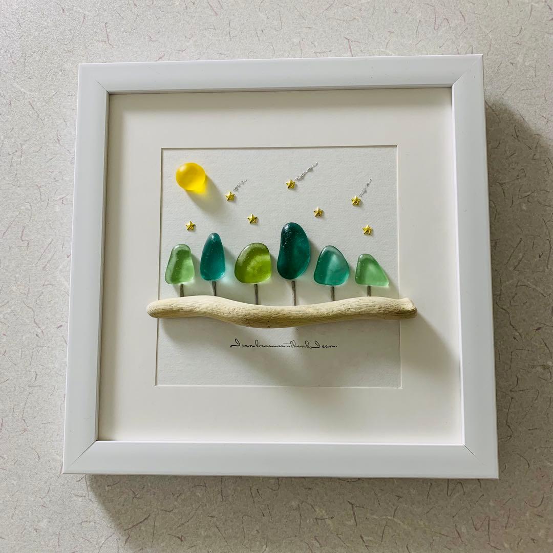 シーグラスアート インテリア雑貨 壁掛け 置物 北欧 観葉植物