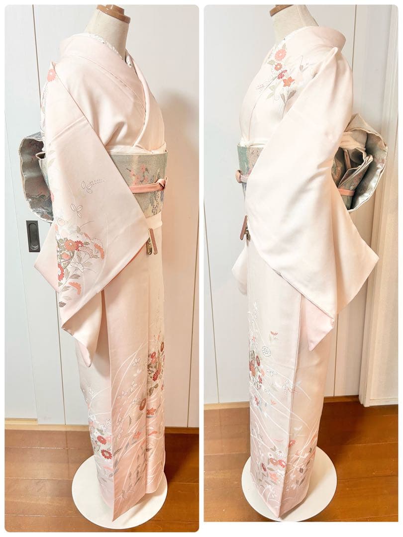 美品　訳あり　裄丈長め　正絹訪問着　フルセット4点　入学式　お宮参り　七五三