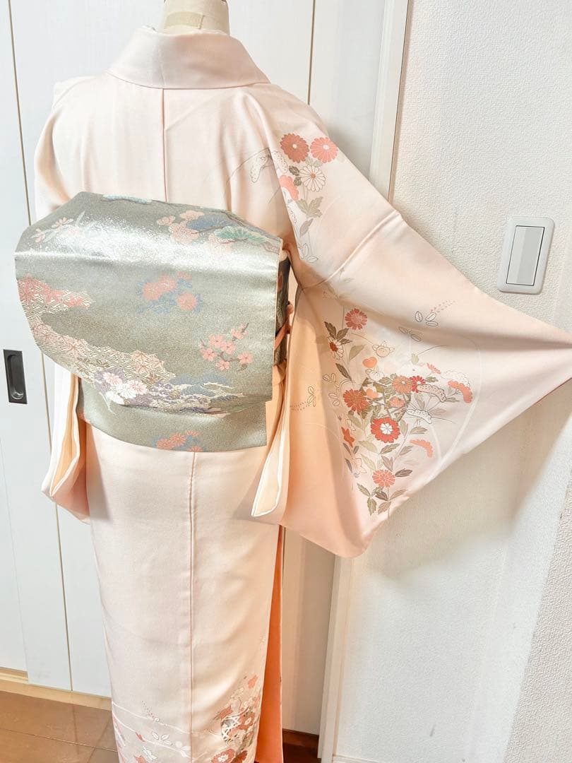 美品　訳あり　裄丈長め　正絹訪問着　フルセット4点　入学式　お宮参り　七五三