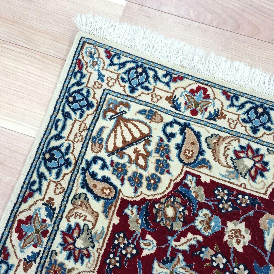 専用Y2000 ペルシャ絨毯 イラン ナイン産 ウール 手織り 127×90㎝