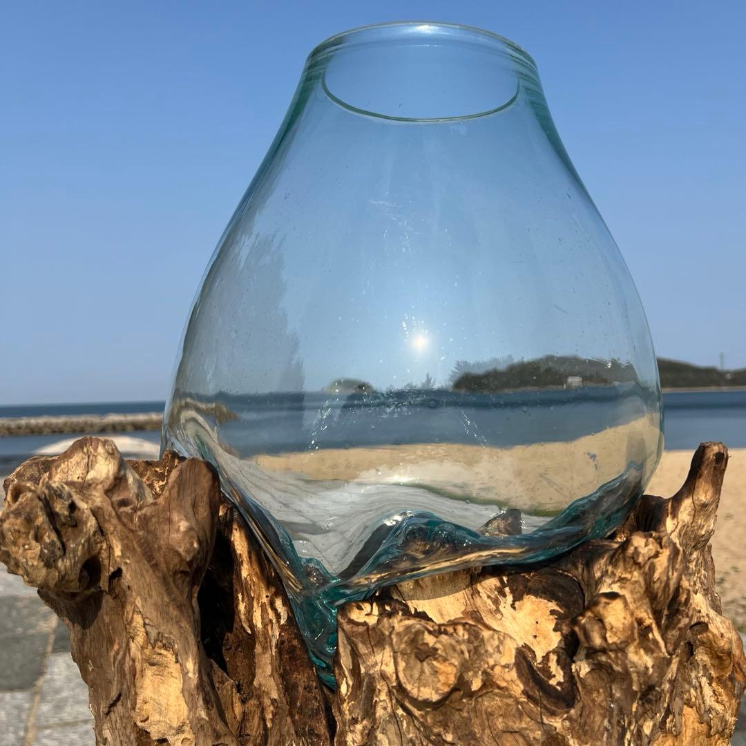 デッカい流木ガラスオブジェWC 花瓶 金魚鉢 水槽 苔リウム メダカ容器 超大型