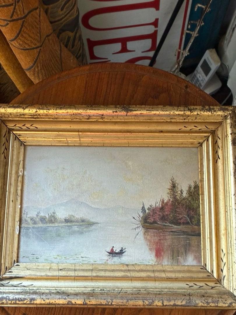 アンティーク　絵画　油絵　額付き　インテリア　装飾　1800年代　アメリカ