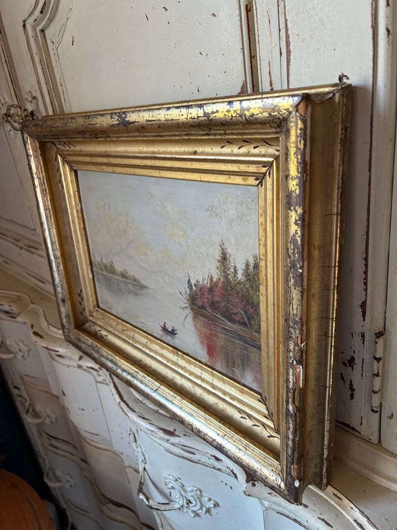 アンティーク　絵画　油絵　額付き　インテリア　装飾　1800年代　アメリカ