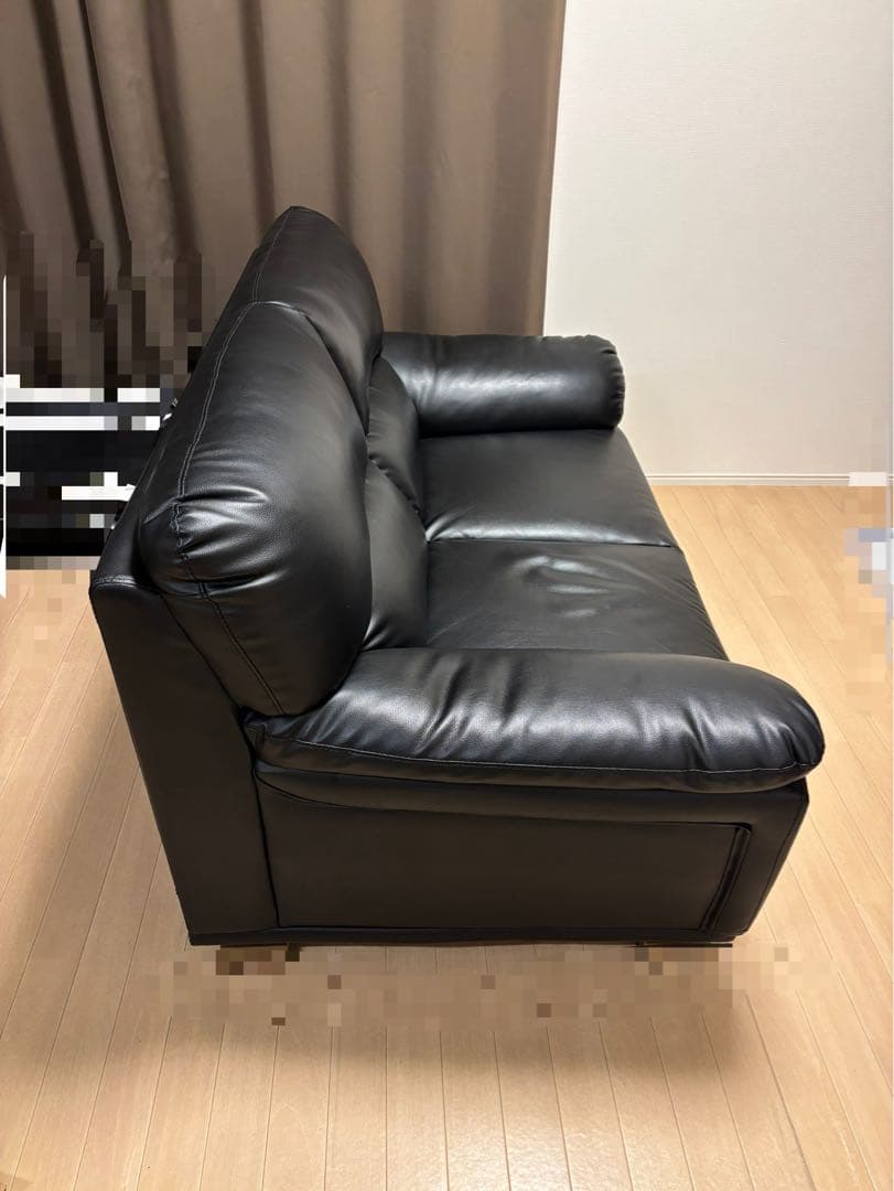 【値下げ中】本革(黒) 2人掛けソフ